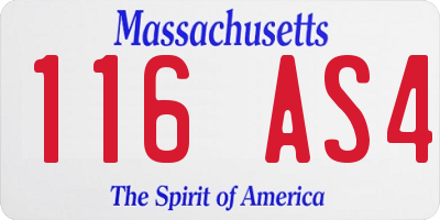 MA license plate 116AS4