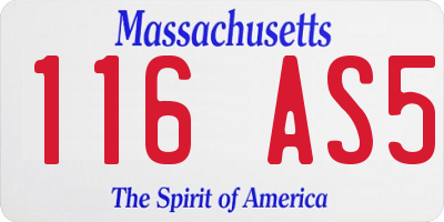 MA license plate 116AS5
