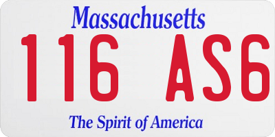 MA license plate 116AS6