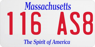 MA license plate 116AS8