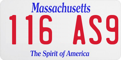MA license plate 116AS9
