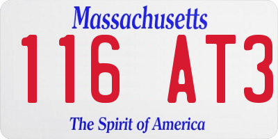 MA license plate 116AT3