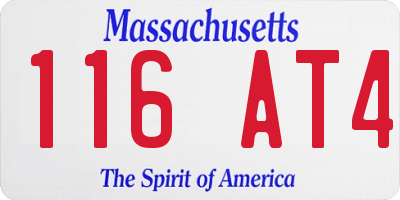 MA license plate 116AT4