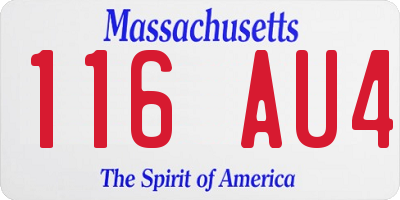 MA license plate 116AU4