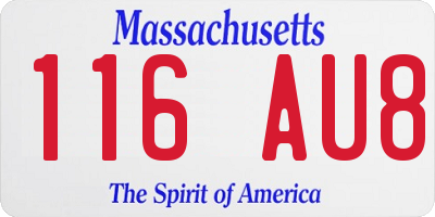 MA license plate 116AU8