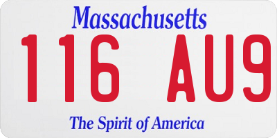 MA license plate 116AU9