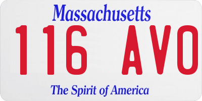 MA license plate 116AV0