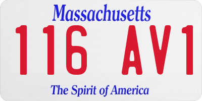 MA license plate 116AV1