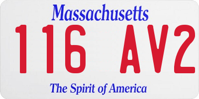 MA license plate 116AV2