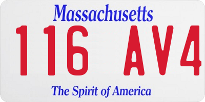 MA license plate 116AV4