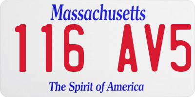 MA license plate 116AV5