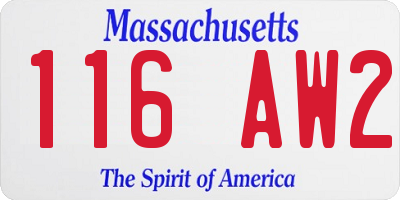 MA license plate 116AW2