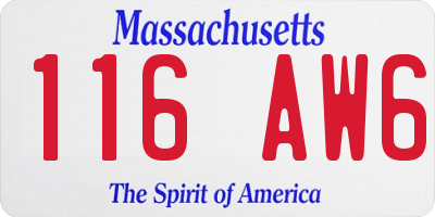 MA license plate 116AW6