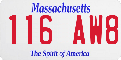 MA license plate 116AW8