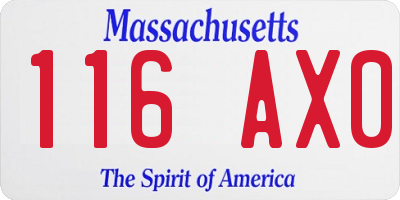 MA license plate 116AX0
