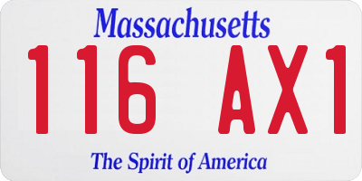 MA license plate 116AX1