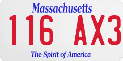 MA license plate 116AX3