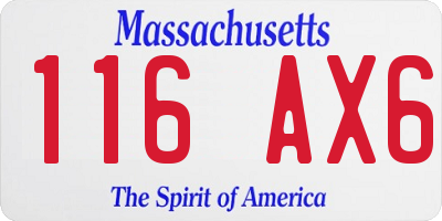 MA license plate 116AX6