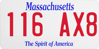 MA license plate 116AX8