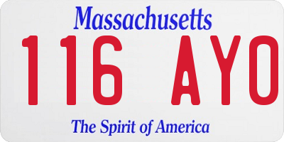 MA license plate 116AY0