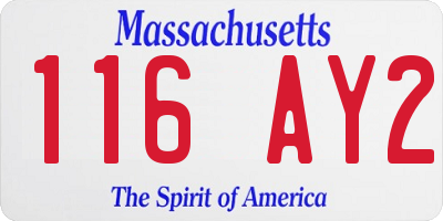 MA license plate 116AY2