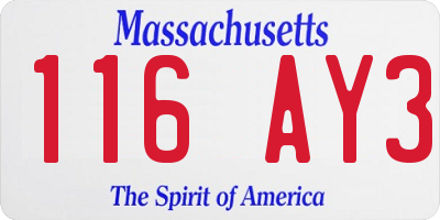 MA license plate 116AY3