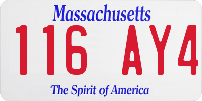 MA license plate 116AY4