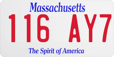 MA license plate 116AY7