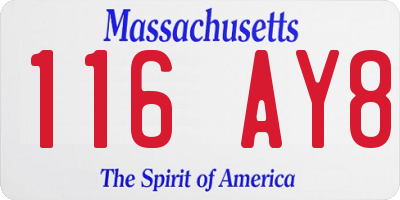 MA license plate 116AY8
