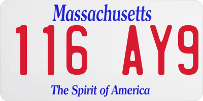 MA license plate 116AY9