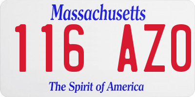 MA license plate 116AZ0