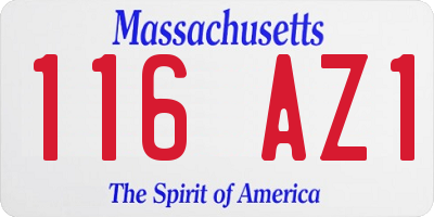 MA license plate 116AZ1