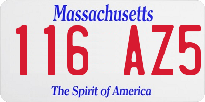 MA license plate 116AZ5