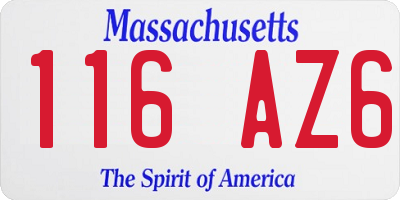 MA license plate 116AZ6