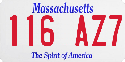 MA license plate 116AZ7
