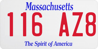 MA license plate 116AZ8