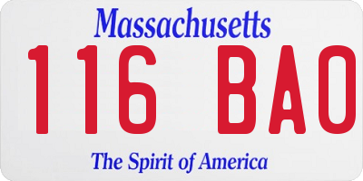 MA license plate 116BA0