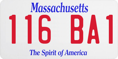 MA license plate 116BA1