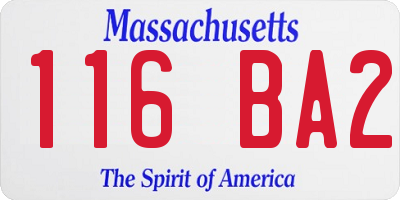 MA license plate 116BA2