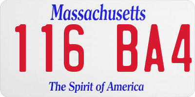 MA license plate 116BA4