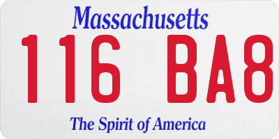MA license plate 116BA8