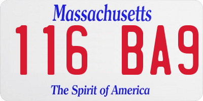 MA license plate 116BA9