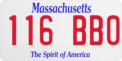 MA license plate 116BB0
