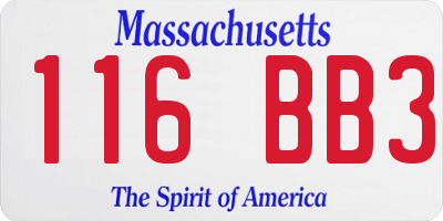 MA license plate 116BB3