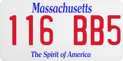 MA license plate 116BB5