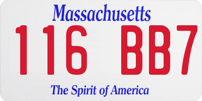 MA license plate 116BB7