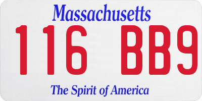 MA license plate 116BB9