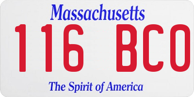 MA license plate 116BC0
