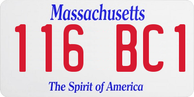 MA license plate 116BC1