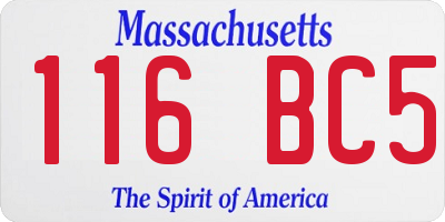 MA license plate 116BC5